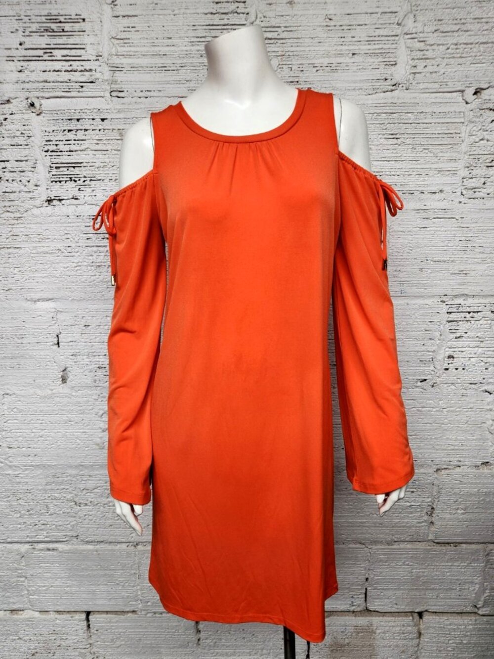 Michael Kors Size S Clementine/Orange Slinky Cold Shoulder Shift Dress
